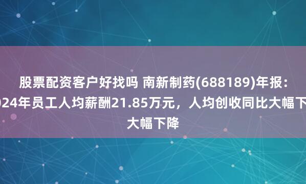 股票配资客户好找吗 南新制药(688189)年报：2024年员工人均薪酬21.85万元，人均创收同比大幅下降