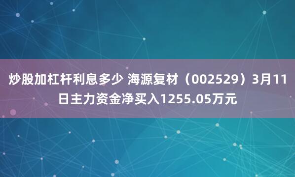 炒股加杠杆利息多少 海源复材（002529）3月11日主力资金净买入1255.05万元