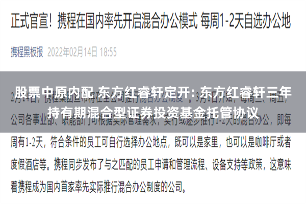 股票中原内配 东方红睿轩定开: 东方红睿轩三年持有期混合型证券投资基金托管协议