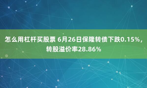 怎么用杠杆买股票 6月26日保隆转债下跌0.15%，转股溢价率28.86%